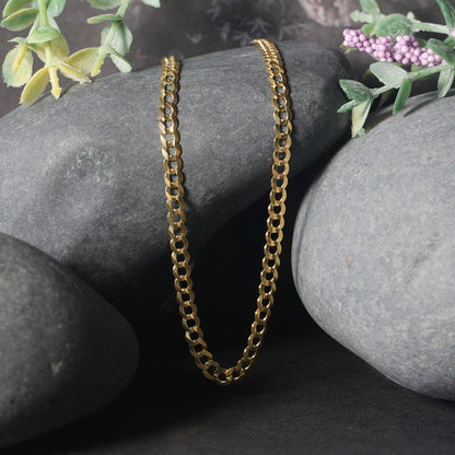 3.6mm solid curb chain in 14k yellow gold by Avera Group, view 4