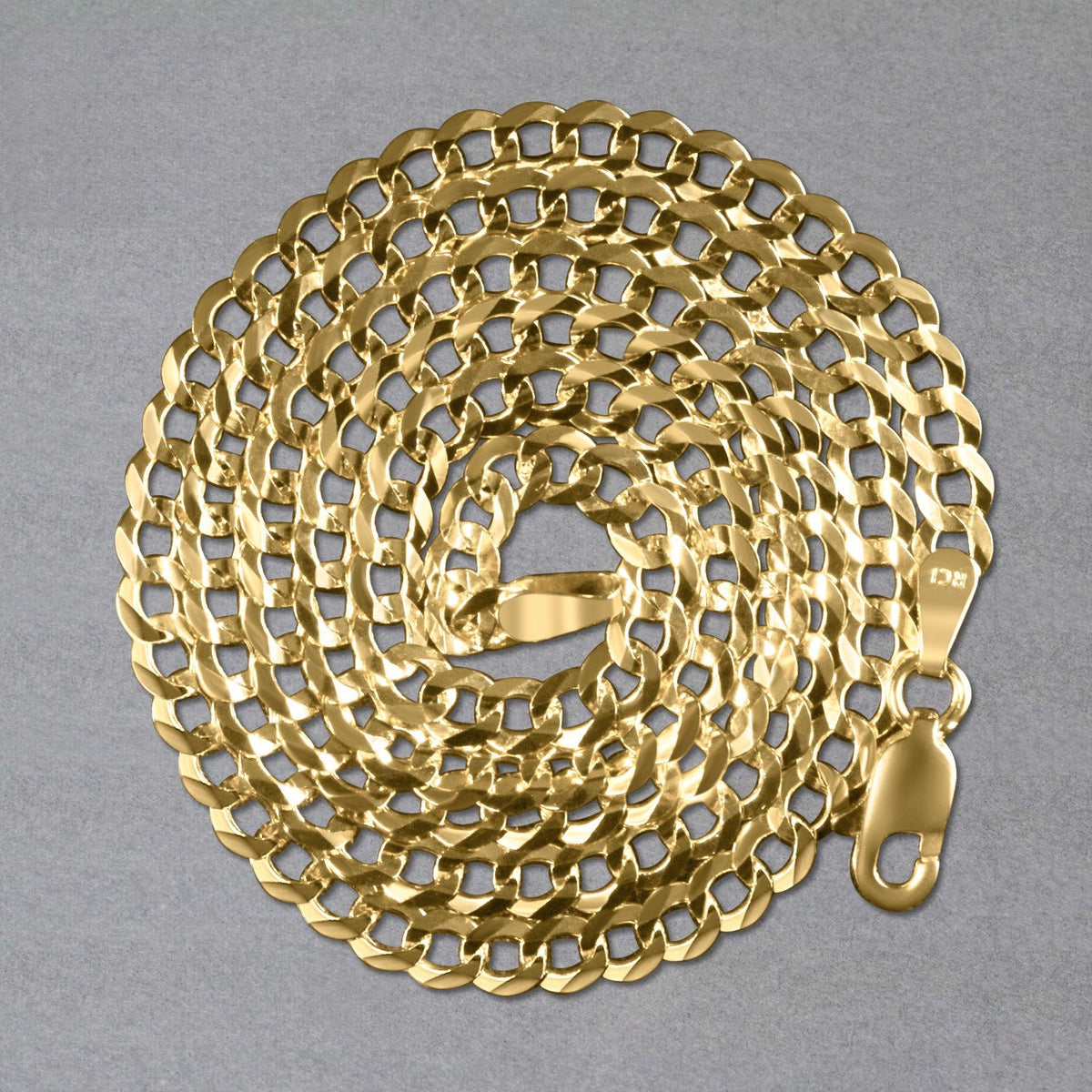 3.6mm solid curb chain in 14k yellow gold by Avera Group, view 5