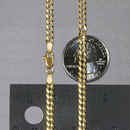 3.6mm solid curb chain in 14k yellow gold by Avera Group, view 6