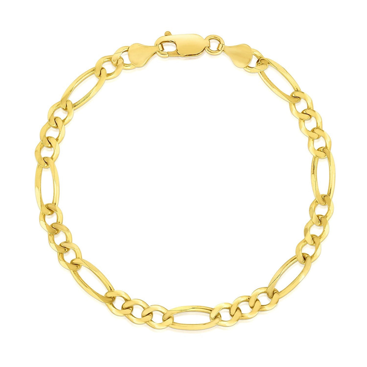 10k yellow gold solid Figaro bracelet, 4.5mm, Avera Group, view 2