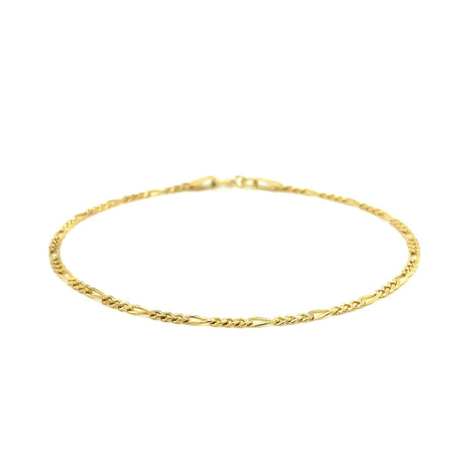 10 inch 14k yellow gold Figaro chain anklet with spring ring clasp, Avera Group, view 2