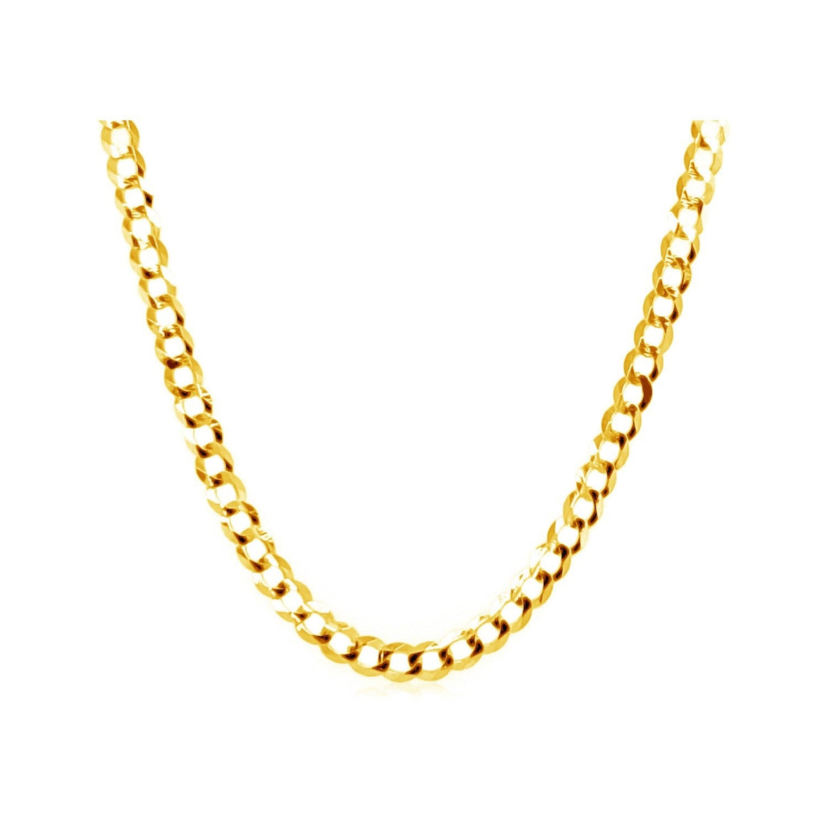 14k yellow gold solid curb chain, 2.6mm, by Avera Group, view 3