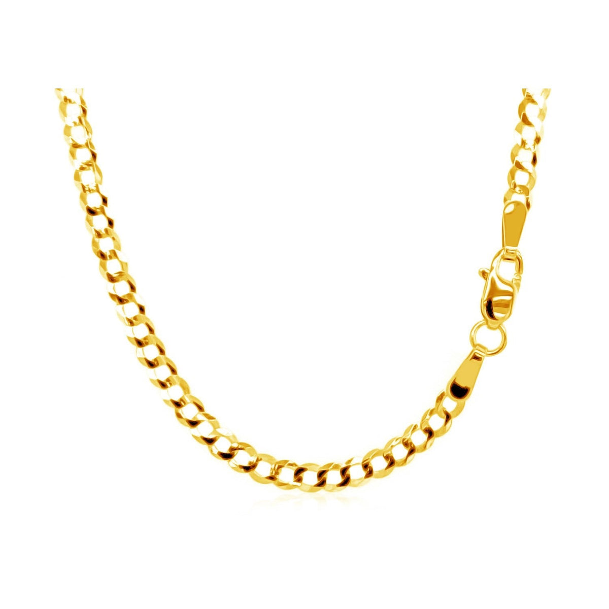 14k yellow gold solid curb chain, 2.6mm, by Avera Group, view 4