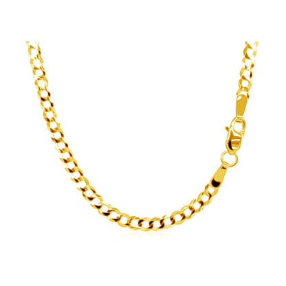 14k yellow gold solid curb chain, 2.6mm, by Avera Group, view 4