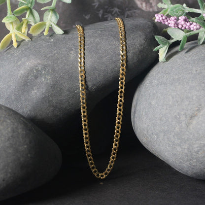 14k yellow gold solid curb chain, 2.6mm, by Avera Group, view 5
