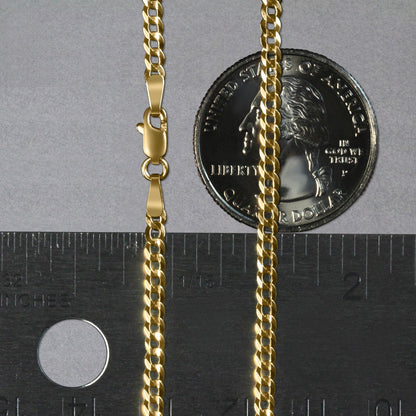 14k yellow gold solid curb chain, 2.6mm, by Avera Group, view 6