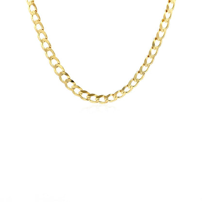 14k yellow gold solid curb chain, 4.70mm by Avera Group, view 3