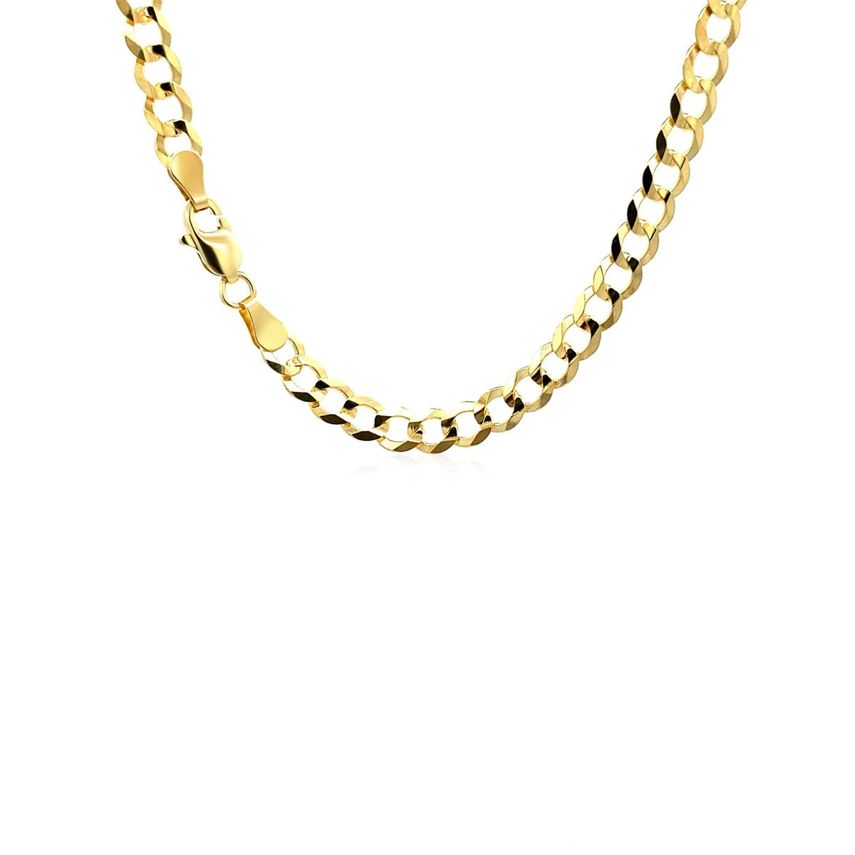 14k yellow gold solid curb chain, 4.70mm by Avera Group, view 4