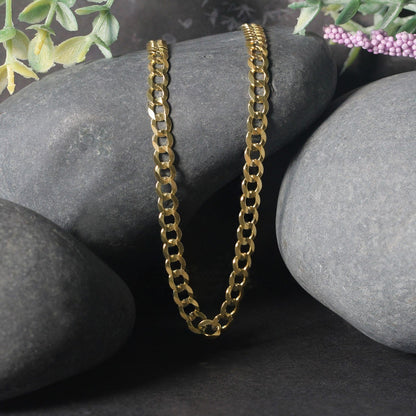 14k yellow gold solid curb chain, 4.70mm by Avera Group, view 5