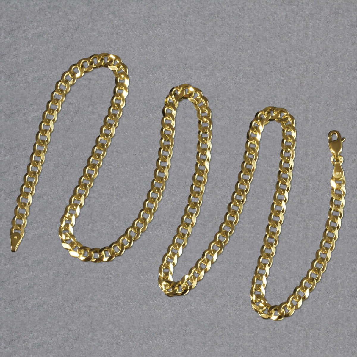 14k yellow gold solid curb chain, 4.70mm by Avera Group, view 6