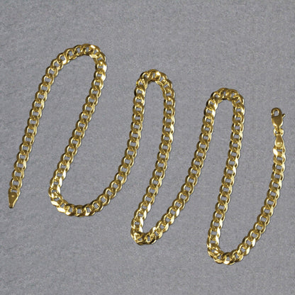 14k yellow gold solid curb chain, 4.70mm by Avera Group, view 6