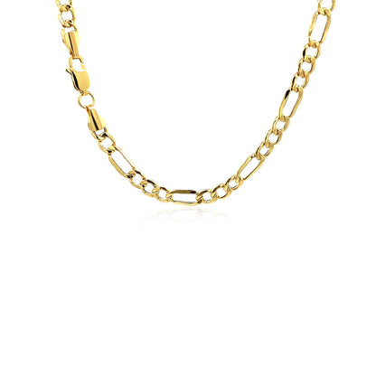 14k yellow gold lite Figaro chain, 4.7mm by Avera Group, view 4