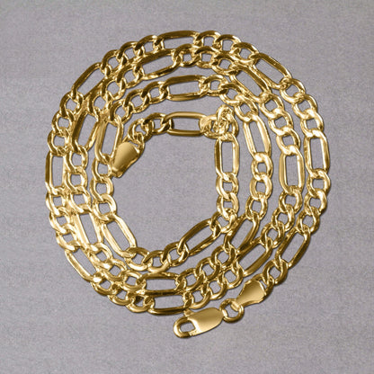 14k yellow gold lite Figaro chain, 4.7mm by Avera Group, view 6