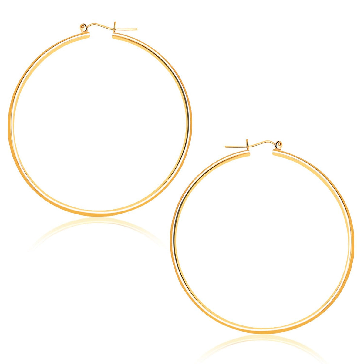 14k yellow gold 45mm polished hoop earrings by Avera Group