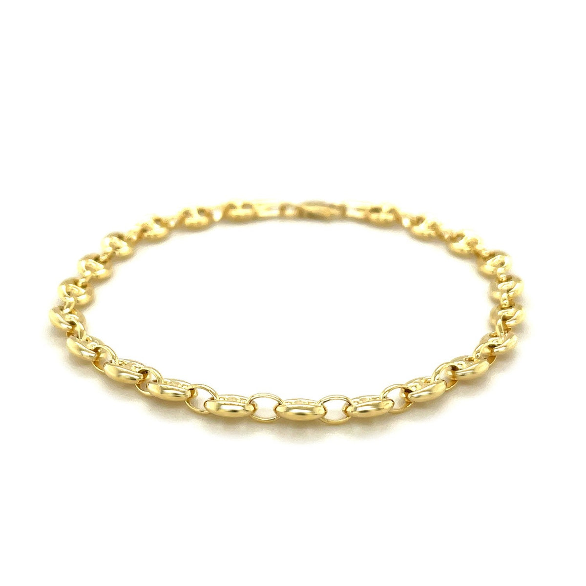 4.7 mm 14k yellow gold puffed mariner link bracelet, Avera Group, view 2