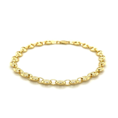 4.7 mm 14k yellow gold puffed mariner link bracelet, Avera Group, view 2