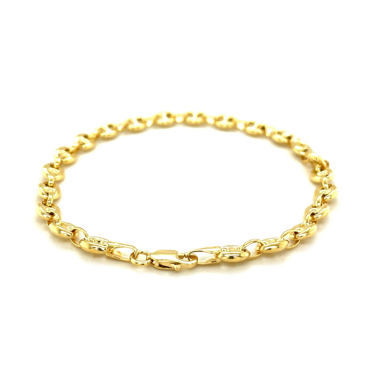4.7 mm 14k yellow gold puffed mariner link bracelet, Avera Group, view 3