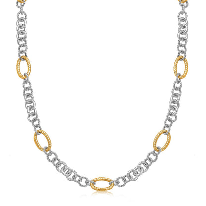 18k yellow gold and sterling silver multi style chain necklace by Avera Group