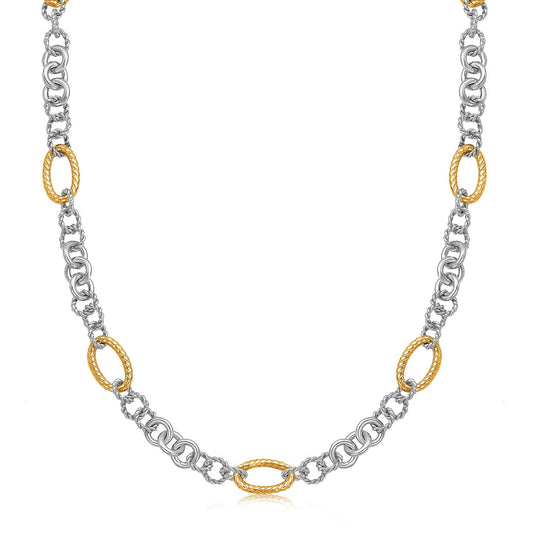 18k yellow gold and sterling silver multi style chain necklace by Avera Group