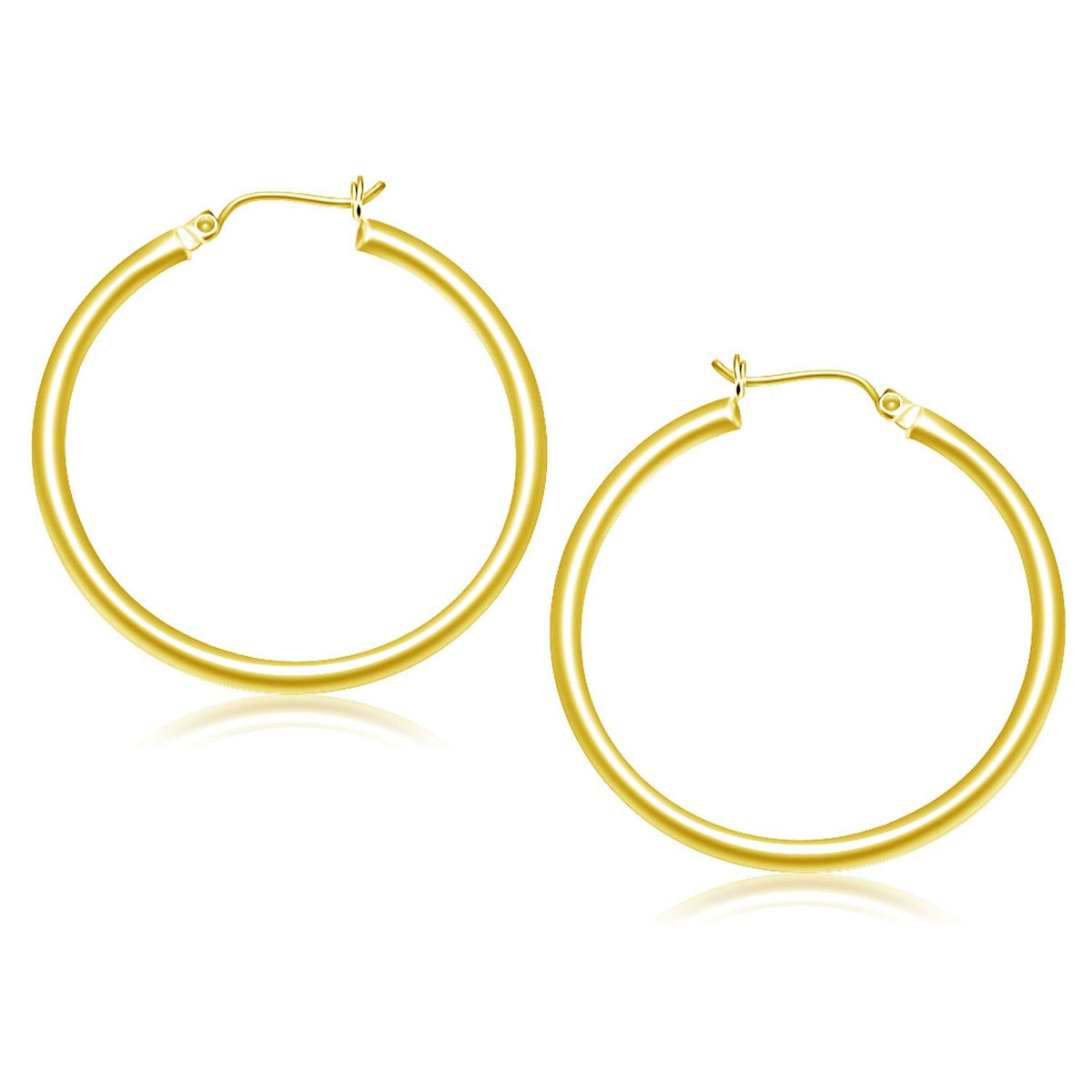 14k yellow gold 3 x 40mm polished hoop earrings by Avera Group