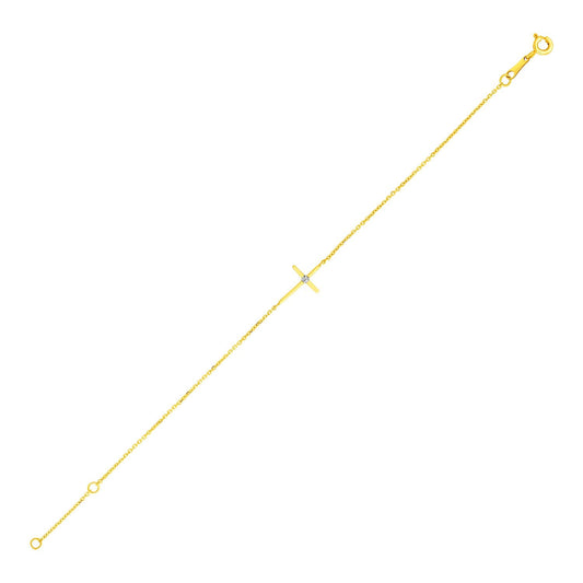 14k yellow gold 5 1/2 inch children's bracelet with cross by Avera Group