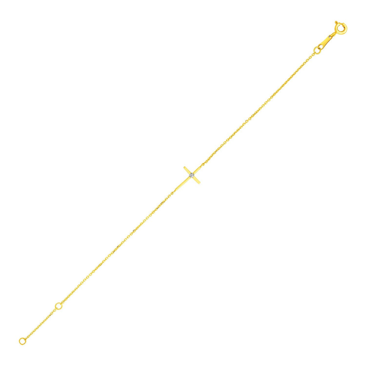 14k yellow gold 1.00mm children's bracelet with polished cross by Avera Group