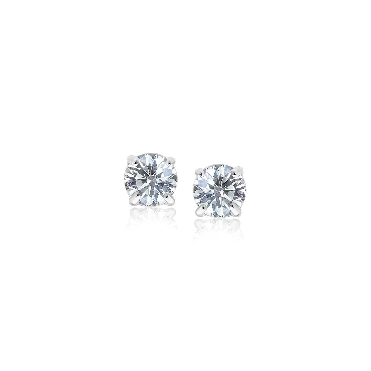 Sterling Silver Faceted White Cubic Zirconia Stud Earrings(3mm) by Avera Group