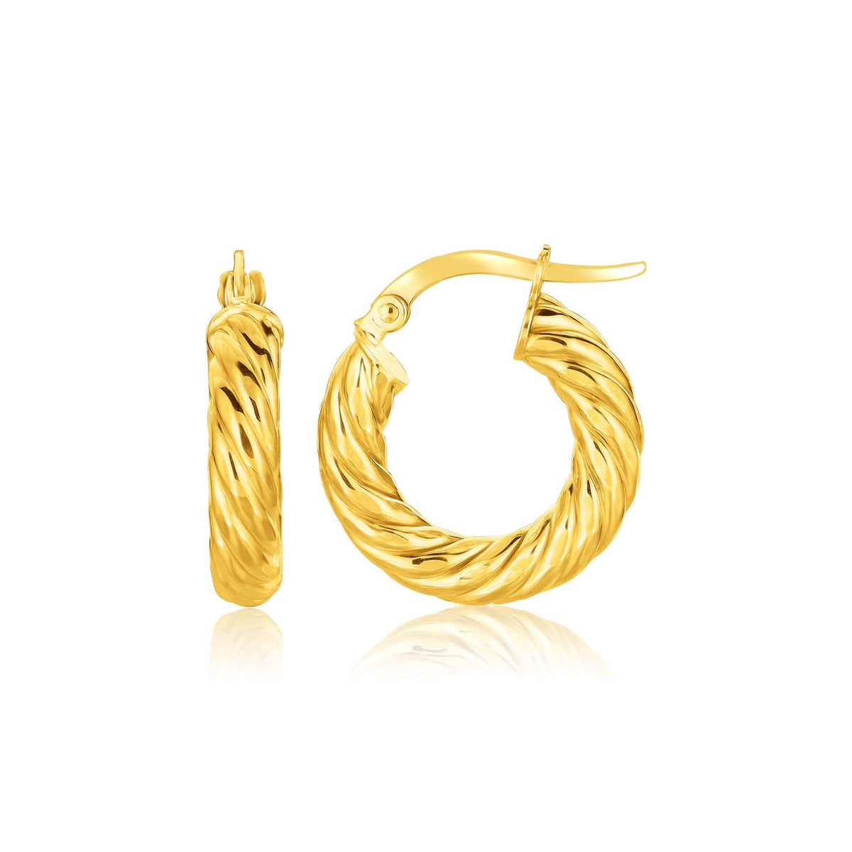 14k yellow gold twisted cable hoop earrings, 0.75 inch by Avera Group