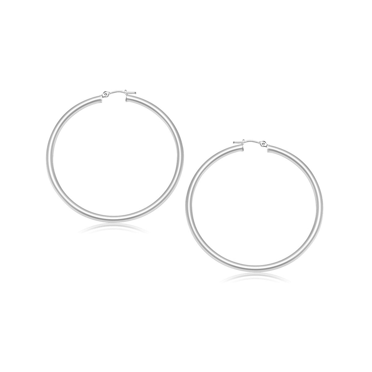 14k white gold polished hoop earrings, 25mm, Avera Group