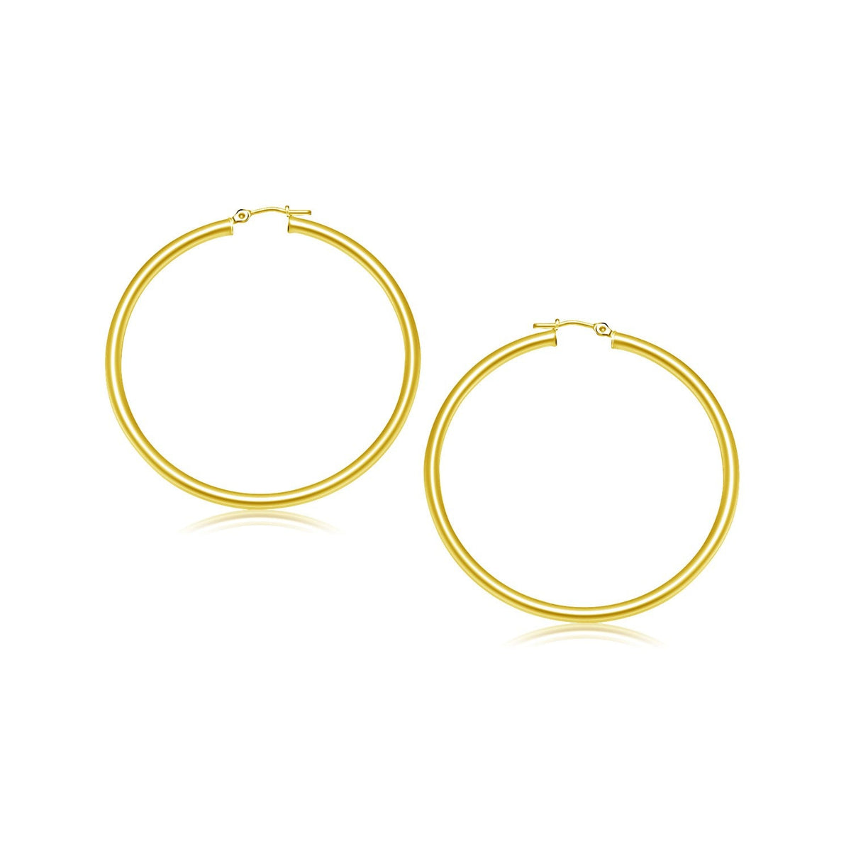 14k yellow gold 25mm polished hoops by Avera Group