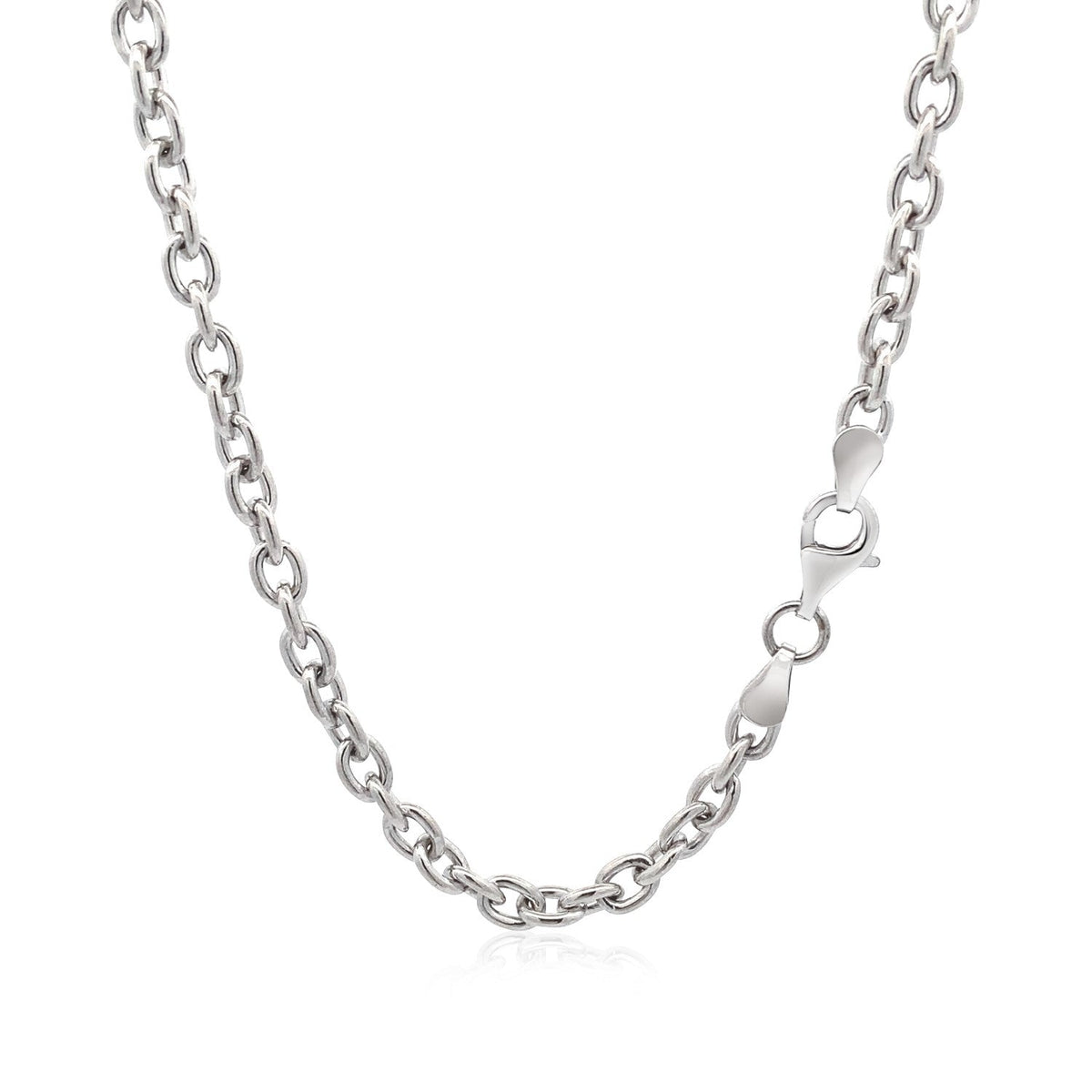 Sterling Silver Rhodium Plated Chain Bracelet with a Flat Heart Motif Station by Avera Group