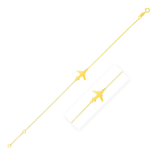 14k yellow gold airplane bracelet by Avera Group