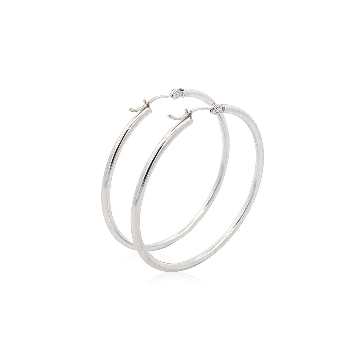 14k white gold polished hoop earrings, 2x40mm, Avera Group, view 3