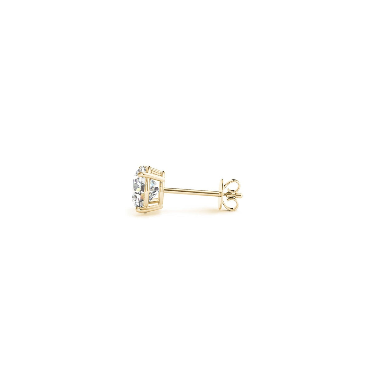 Avera Group 14k yellow gold lab diamond studs, side view