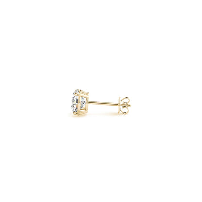 Avera Group 14k yellow gold lab diamond studs, side view