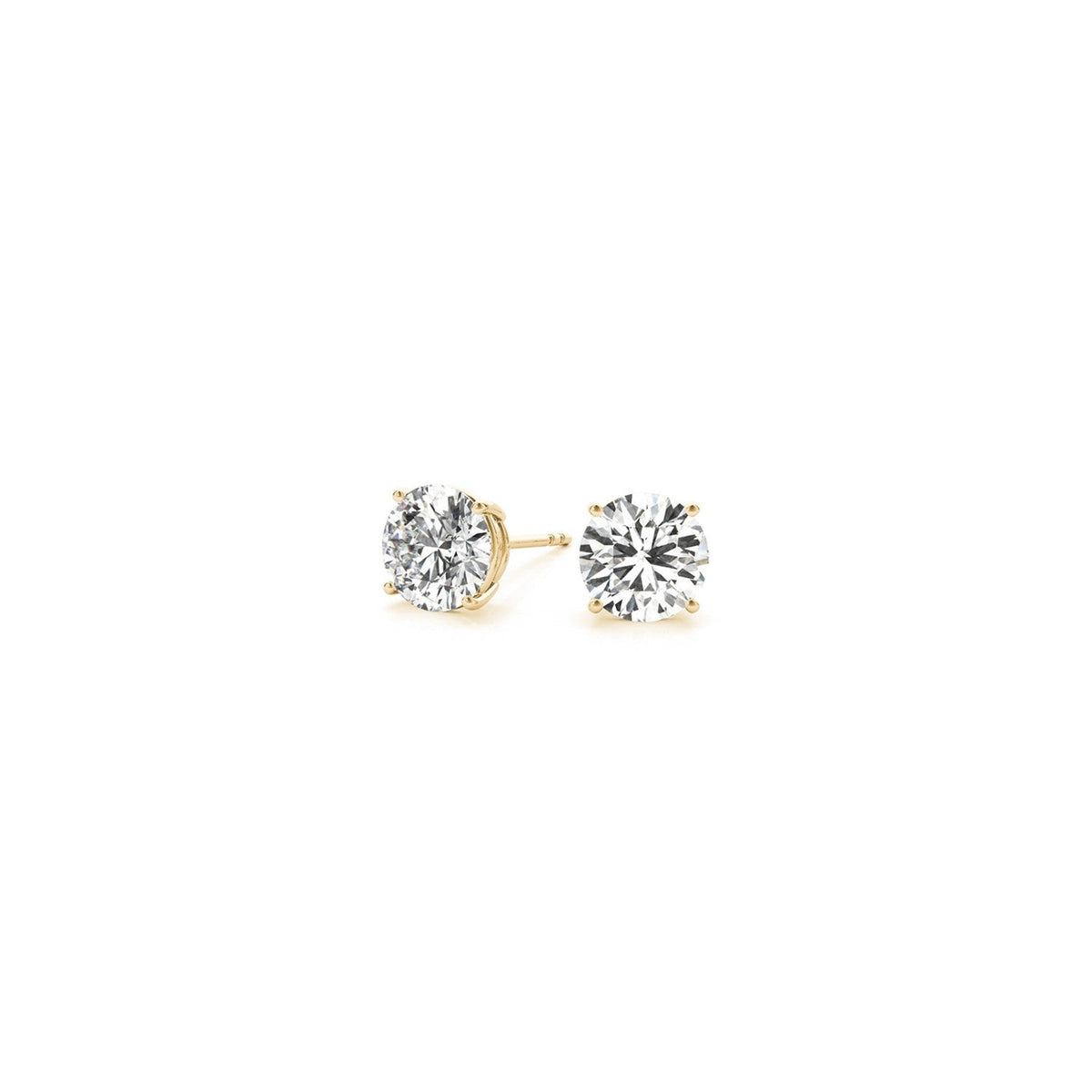 Avera Group 1 cttw lab grown diamond earrings, 14k yellow gold, detail view