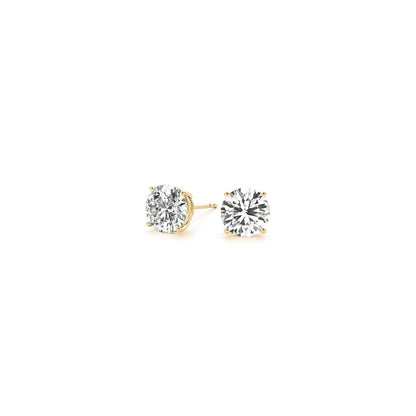 Avera Group 1 cttw lab grown diamond earrings, 14k yellow gold, detail view