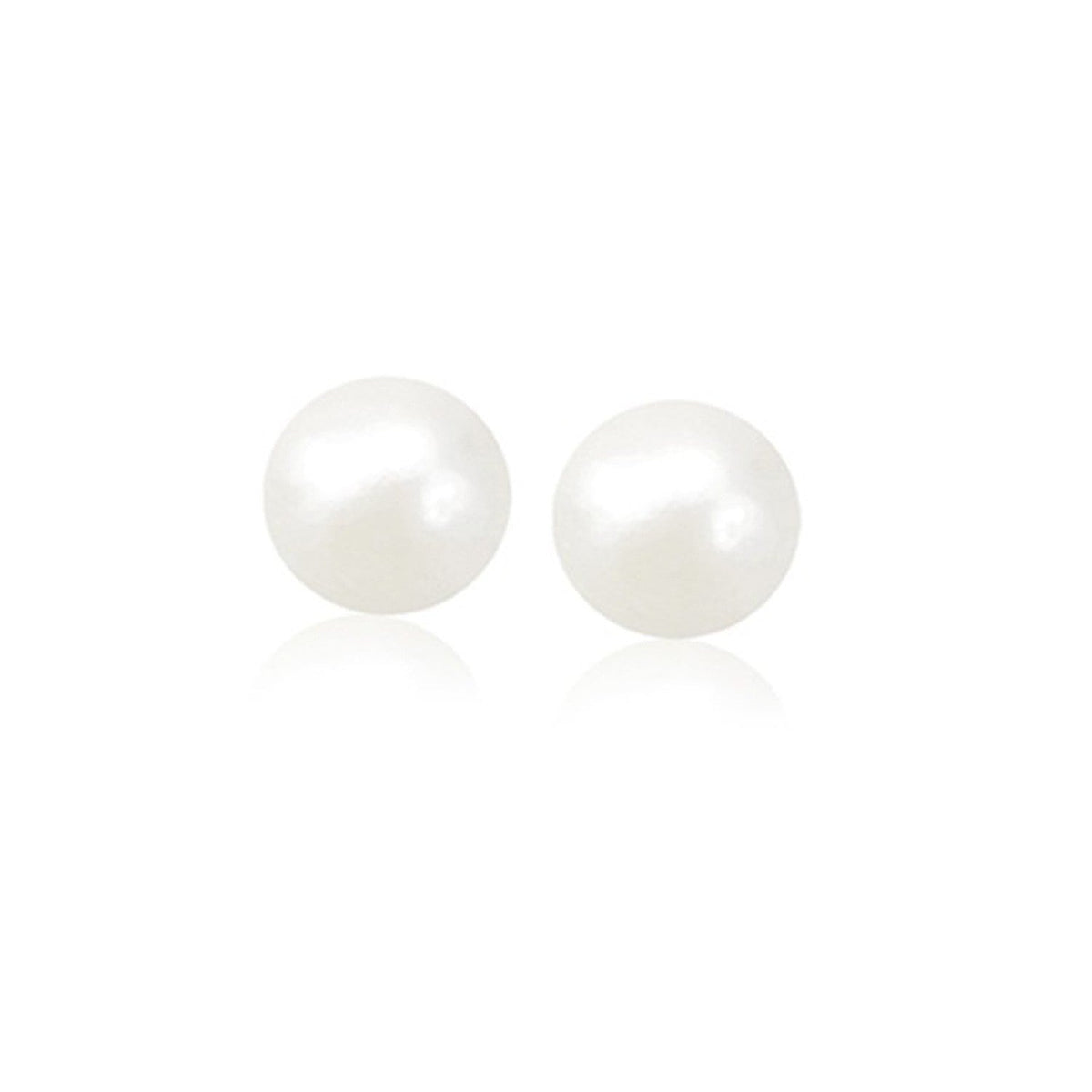14k yellow gold freshwater cultured white pearl stud earrings, 8mm by Avera Group