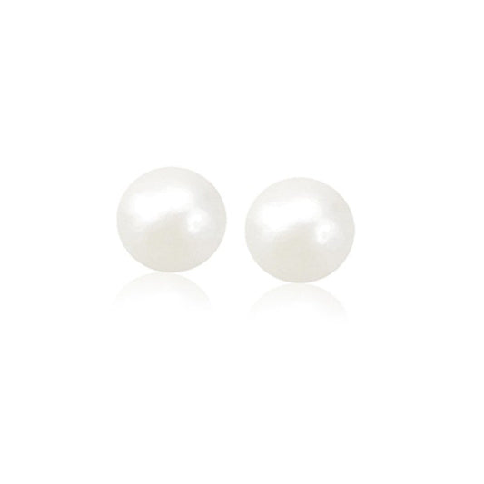 14k yellow gold freshwater cultured white pearl stud earrings, 8mm by Avera Group