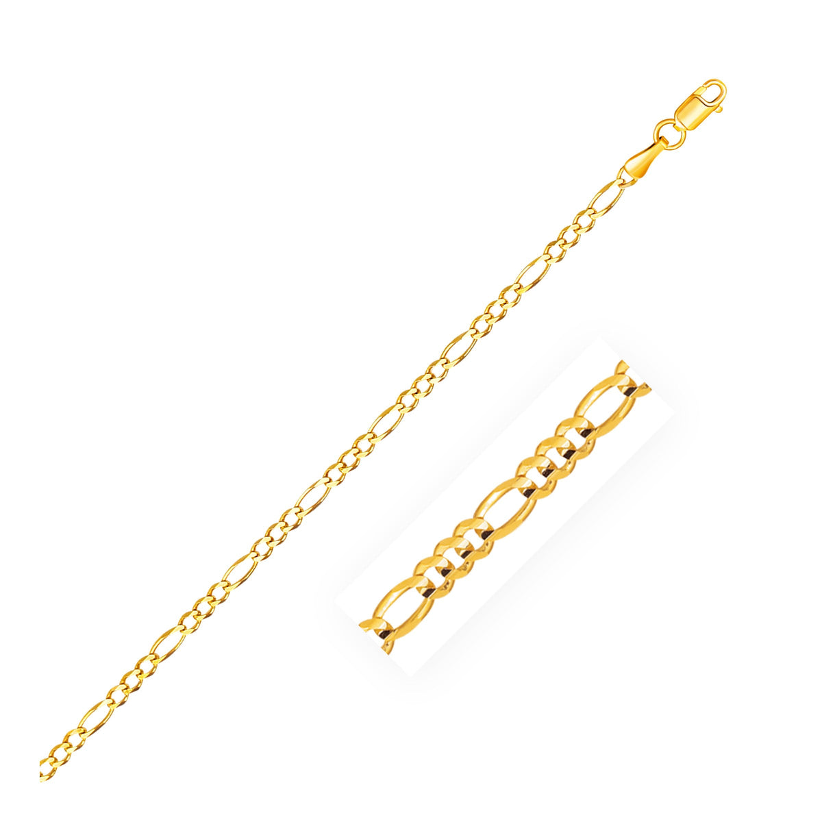 14k yellow gold 2.8mm Figaro anklet with lobster clasp by Avera Group