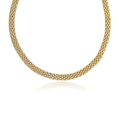17 inch 14k yellow gold multi-row panther link necklace by Avera Group