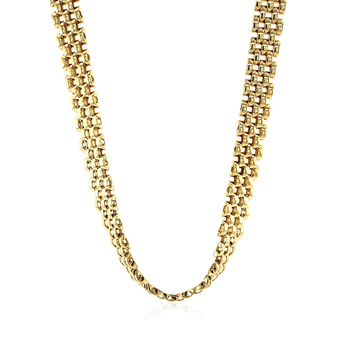 17 inch 14k yellow gold multi-row panther link necklace, Avera Group, view 2