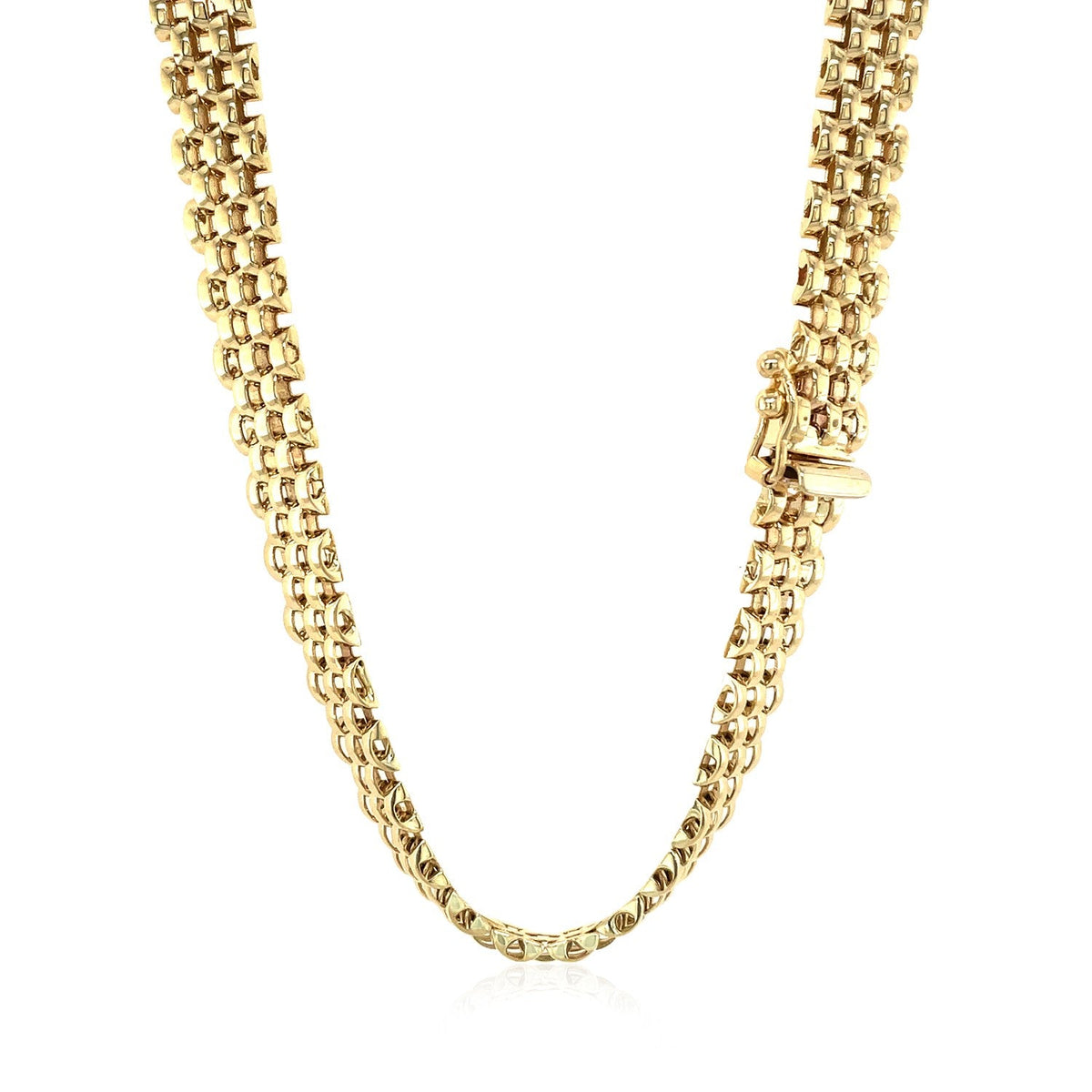 17 inch 14k yellow gold multi-row panther link necklace, Avera Group, view 3