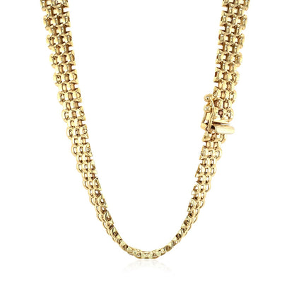 17 inch 14k yellow gold multi-row panther link necklace, Avera Group, view 3