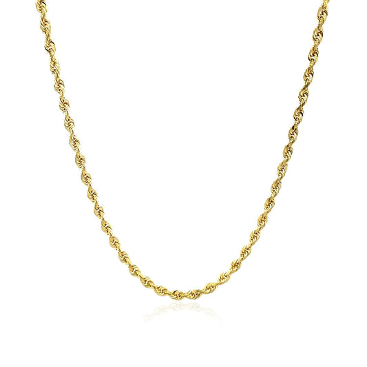 10k yellow gold solid diamond-cut rope chain, 2.5mm, by Avera Group, view 2