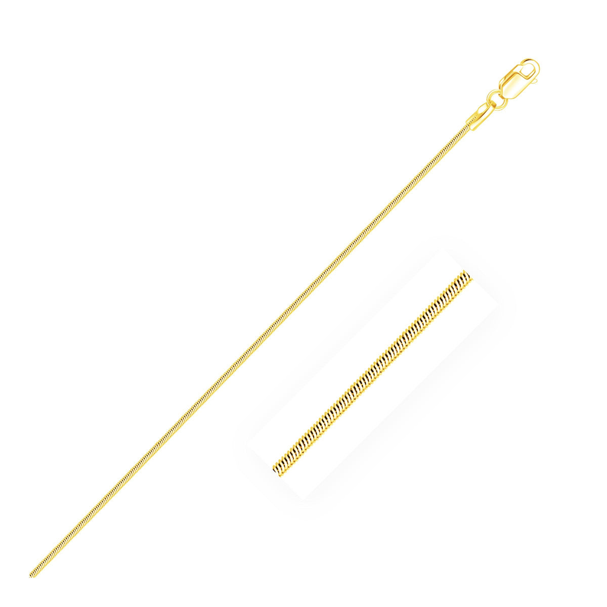 14k yellow gold octagonal shiny snake chain, 0.85mm by Avera Group