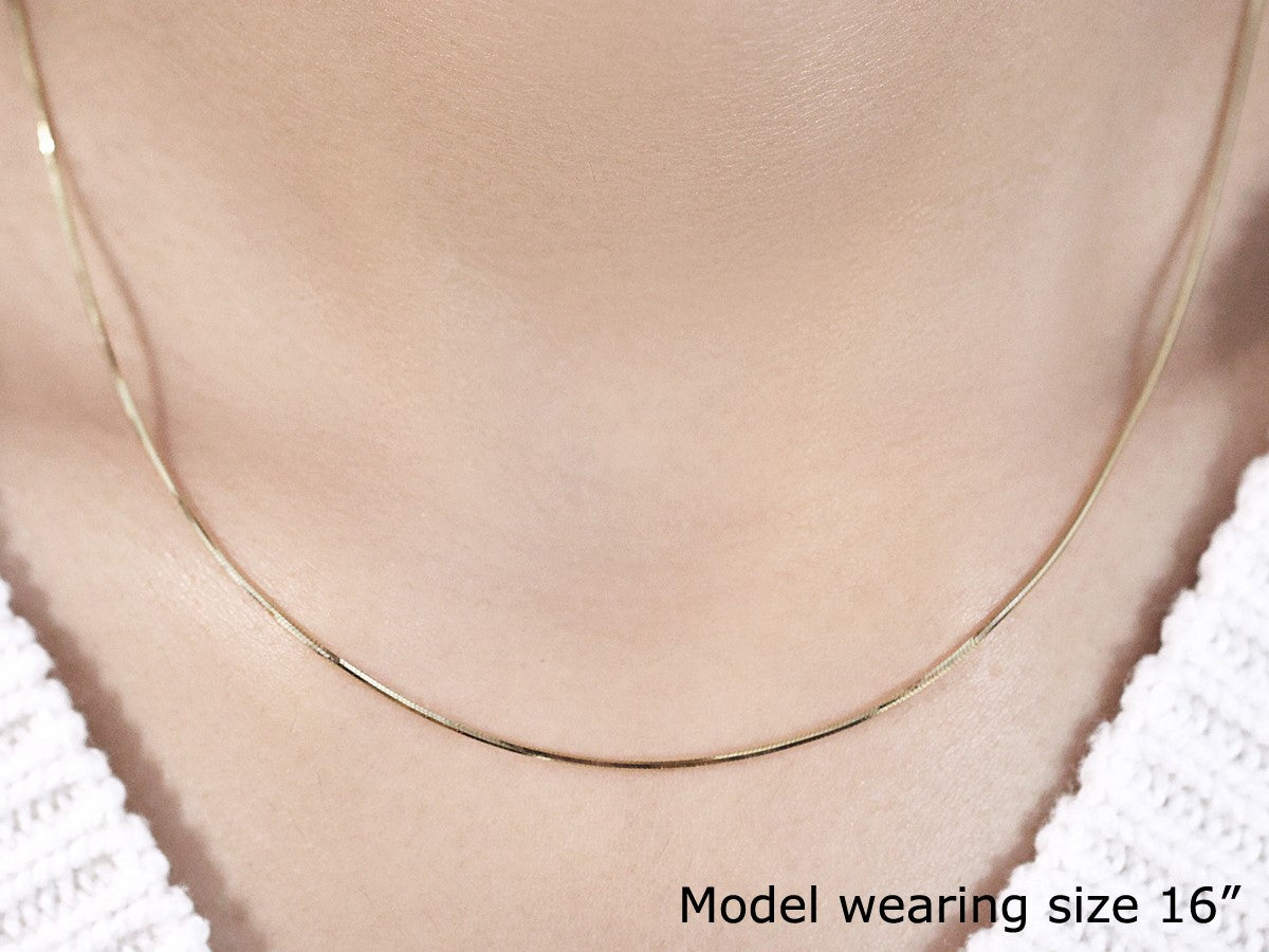 14k yellow gold octagonal shiny snake chain, 0.85mm by Avera Group, view 4