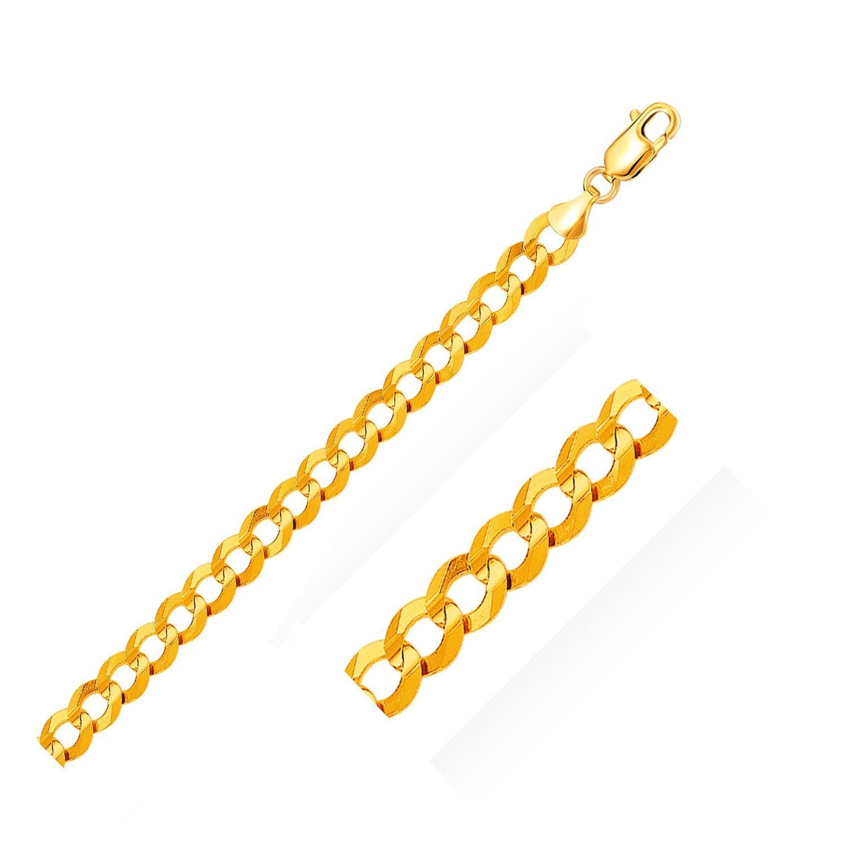 14k yellow gold solid curb bracelet, 10.00mm by Avera Group
