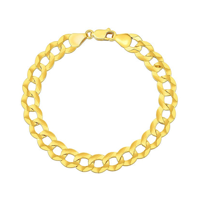 14k yellow gold solid curb bracelet, 10.00mm by Avera Group, view 2
