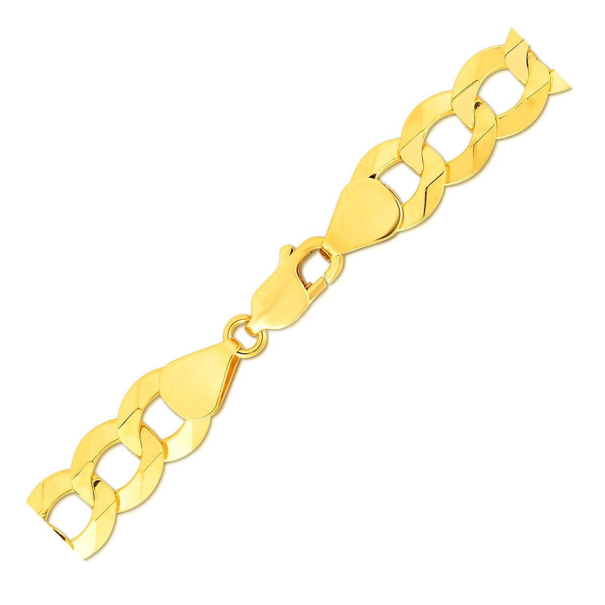 14k yellow gold solid curb bracelet, 10.00mm by Avera Group, view 3